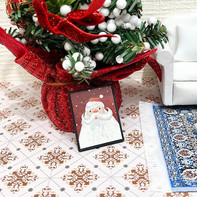 SAMCAMI Miniature Dollhouse Accessories Christmas, Mini Wall Art, 1/12 Scale Accessories, Dollhouse Miniatures, 12 Pieces