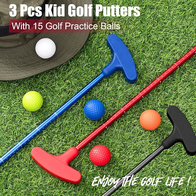 Lenwen Golf Putter for Men Women Adjustable Length Two Way Putter Right or Left Handed Golfers Mini Golf Club with Practice Balls for Adults