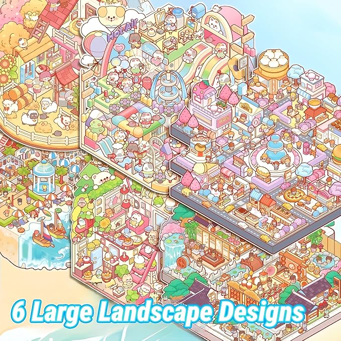 DIY 3D Scene Stickers Set for Adults - 3D Sticker Scene Miniature Scene Stickers - Room Stickeer Book for Adults Kids - Fun Room Sticker Book