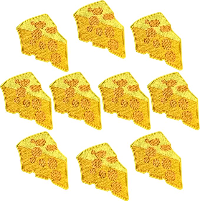 10 Pieces Yellow Cheese Embroidered Iron on Applique Cartoon Sew on Patch for Clothes Dress Jackets Caps DIY Embroidery Repair Patches Sewing Craft Decoration