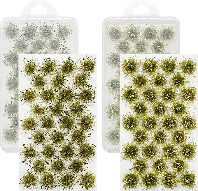 Cayway Miniature Grass Cluster, Static Grass Tuft Model Vegetation Groups for DIY Model Train Landscape Railroad Scenery Grass Tufts Flower (Withered Green and Red)
