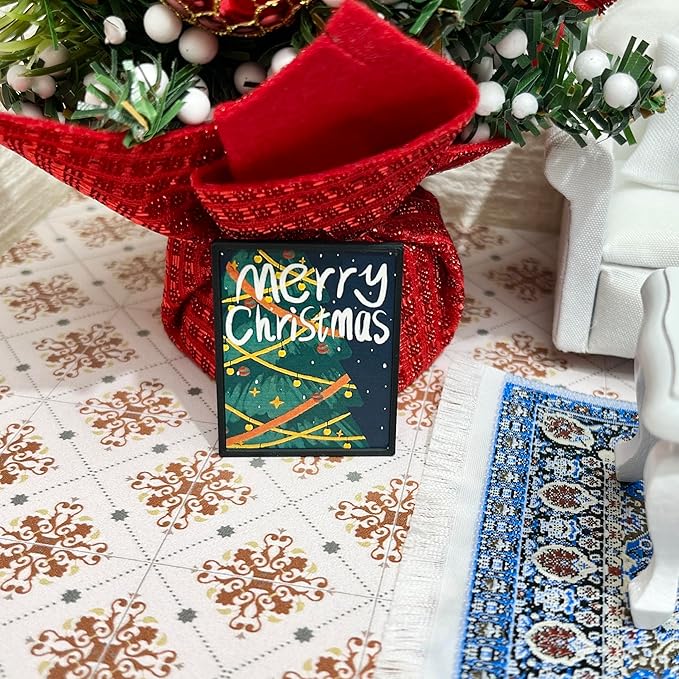 SAMCAMI Miniature Dollhouse Accessories Christmas, Mini Wall Art, 1/12 Scale Accessories, Dollhouse Miniatures, 12 Pieces