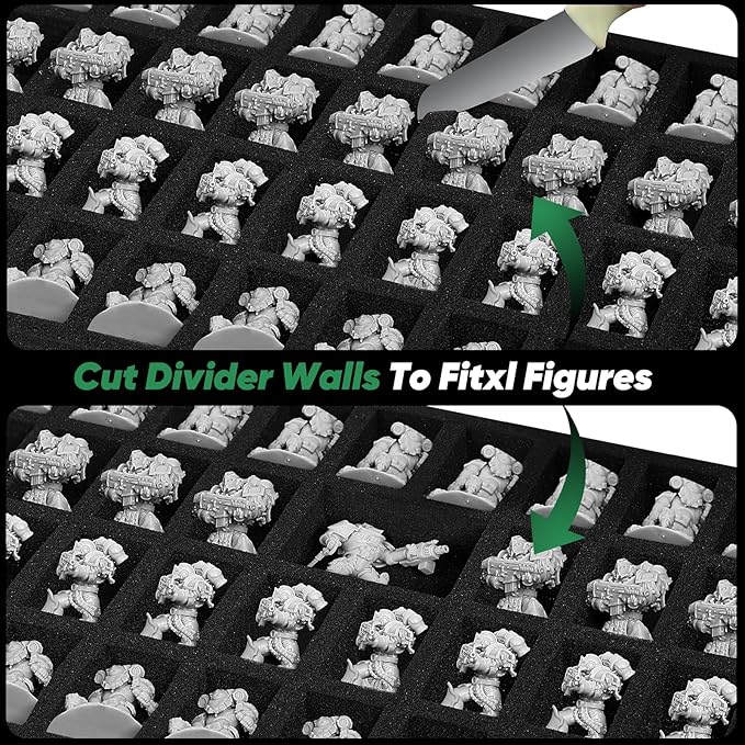 Miniature Storage Carrying Figure Case - 120 Slot Figurine Minature Carrying Case with 3 Foam Layer for Miniatures Compatible with 40k, DND & More (green1)