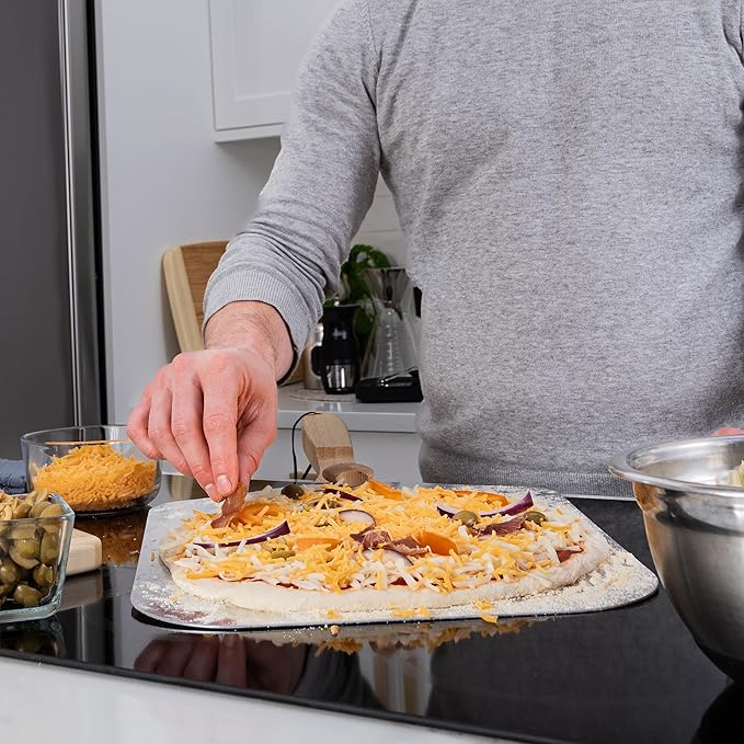Old Stone Pizza Kitchen Aluminum Pizza Peel with Collapsible Wooden Handle, 12x14-Inch