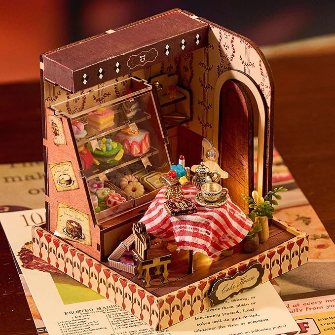 BenBen DIY Miniature House Kit, Cake Shop Model Craft Kits, Furniture, Mini Doll House Building Kit for Adults, Teens, Tiny Dollhouse Diorama for Stress Relief, Home Décor