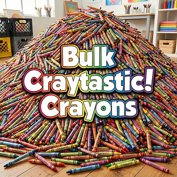 Craytastic! 52 Sets of 4-Packs in Cello (208 Count total bulk Crayons) - Large Box of Crayons Bulk For School Teachers, Restaurants, Party Favors, Crayon Packs, Non-Toxic
