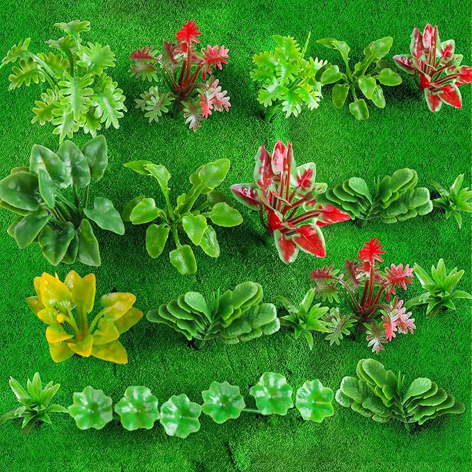 FOIMAS 100pcs Miniature Plant Set - Mini Trees, Flowers, Shrubs for Fairy Garden, Diorama, Train Scenery, Sand Architecture Model Craft Supply