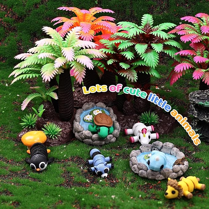 40 PCS 3D Printed Animal Figurines, Articulated Animal Figurines, Fidget Toys, Flexible Car Decor, Party Favor, Gifts for Girls and Boys, Office Desk Pets, Birthday Gifts
