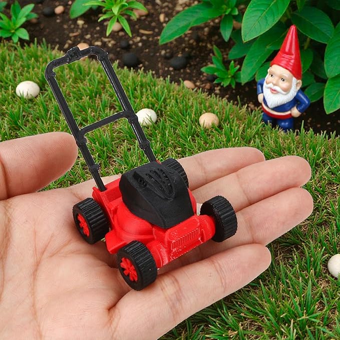 Miniature Dollhouse Lawnmower Model for 1:18 Scale, Creative Red Lawn Mower Mini Ornament Decoration, Realistic Compact Lightweight Decor for Doll House Home Festival Scenes
