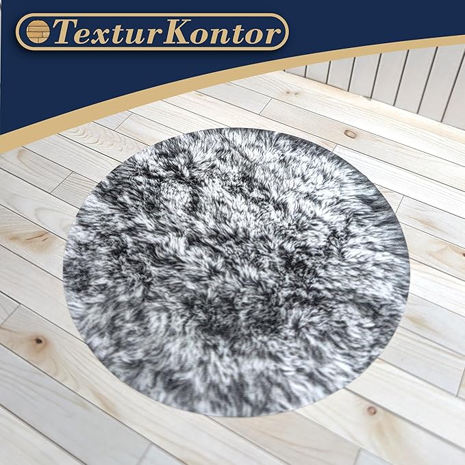 Self-Adhesive Carpet with Real Textile Structure for Dollhouses Scale 1:12 (Fluffy Carpet Round Gray)
