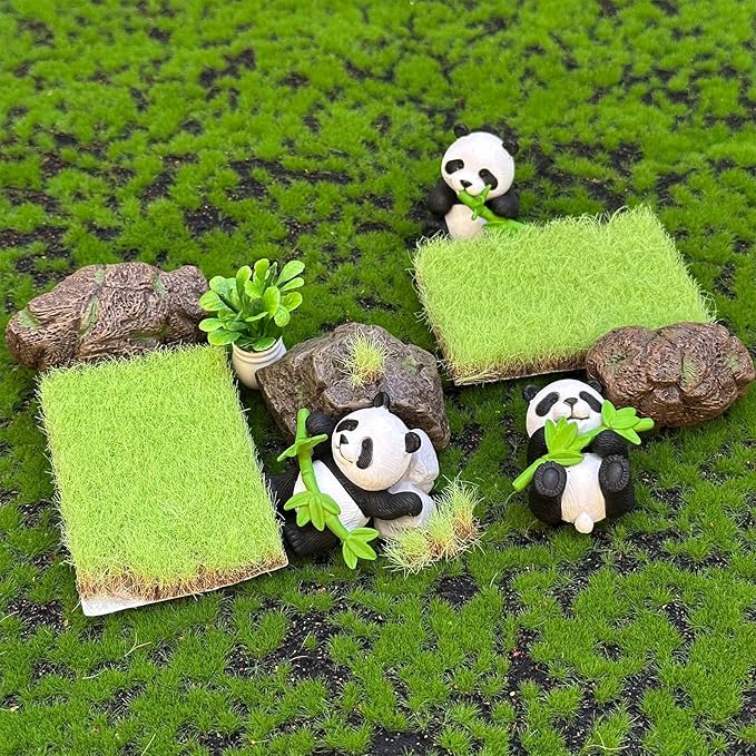 Woohome 2 PCS Static Grass Tuft Railway Artificial Grass for Train Scenery, Railway Landscape, Military Sand Table DIY, Light Green
