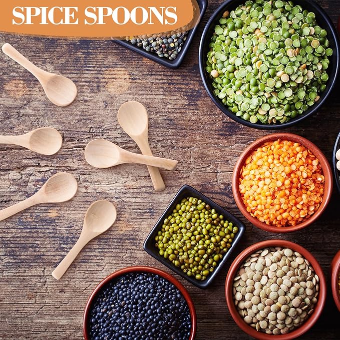 Boao 200 Pcs Small Wooden Spoons, 3.5'' L, Mini Wood Natural Tiny Spoons Wooden Little Teaspoons for Jars Sugar Creamer Honey Spices Salt Kitchen Supplies (Light Wood)