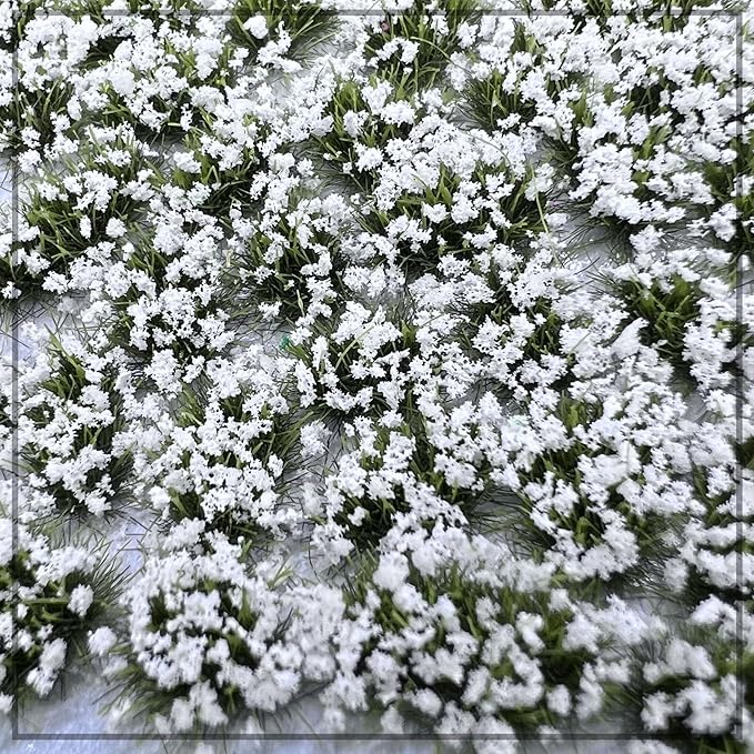 Woohome 32 PCS Static Grass Model Grass Bushy Tuft Flower Cluster Vegetation Groups for DIY Architecture Building Model Train Landscape Railroad Scenery