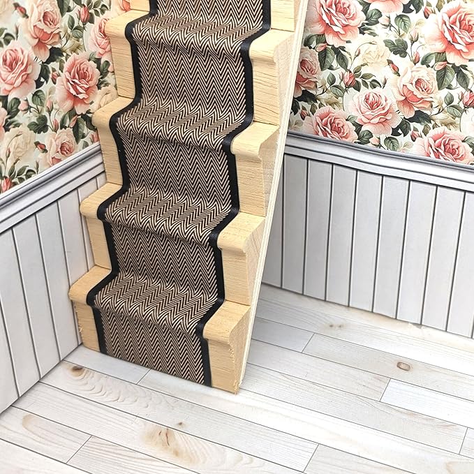 Self-Adhesive Carpet with Real Textile Structure for Dollhouses Scale 1:12 (Zickzack)