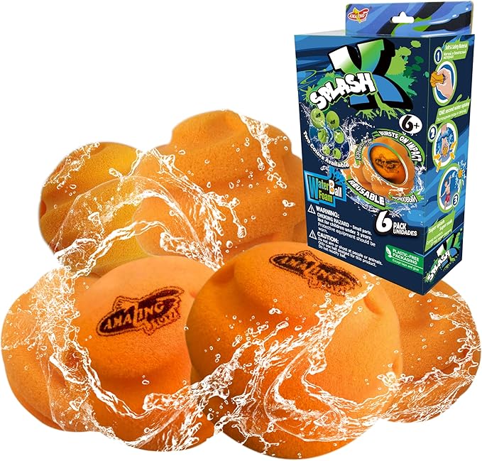 AMAZING TOYZ Reusable Sponge Water Balloons, Easy Quick Fill Water Balls, Summer Water Toys, Outdoor Pool Beach Bath Backyard Toys for Kids