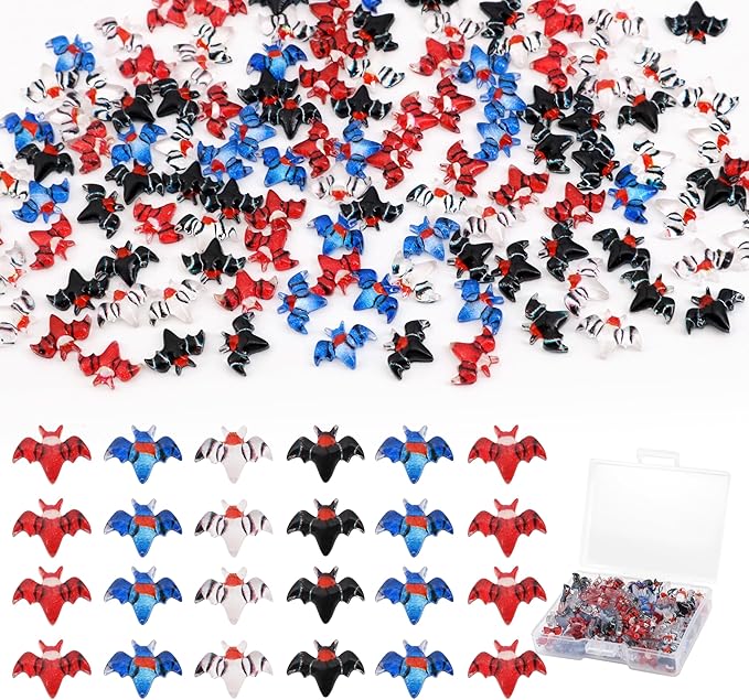 120Pcs Colorful Mini Bats, Miniature Little Resin Small Bat Decoration, Tiny Bats for DIY Crafts, Mini Resin Animals Plastic Figurines for Fairy Garden Micro Landscaping Decor