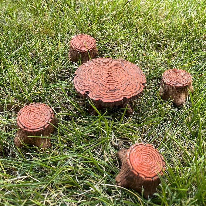 5 Pcs Miniature Table and Chairs Outdoor Set Fairy Garden Accessories Mini Resin Furniture Ornaments Kit Micro Landscape Decor for DIY Craft Gift Dollhouse