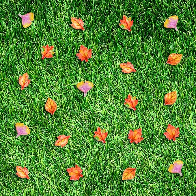200 Pieces Mini Fall Leaves for Crafts Dollhouse Miniatures Tiny Maple Leaves Micro Fake Leaves Decor for Dollhouse Fairy Garden Micro Landscaping Decoration
