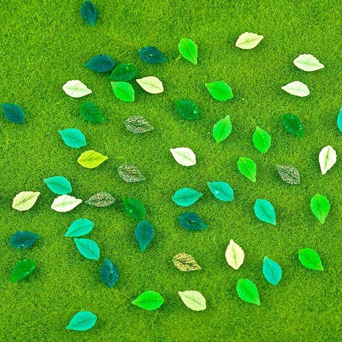 200 Pieces Tiny Leaves Decor for Dollhouse Mini Resin Decor for Crafts Tiny Things for Fairy Garden Micro Landscaping Decoration