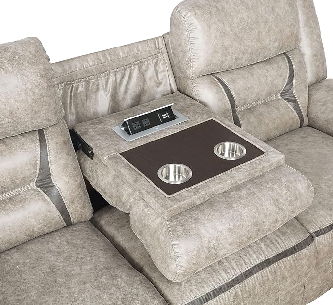 Coaster Home Furnishings Greer 3-Piece Upholstered Reclining Sofa Set Taupe 651351-S3