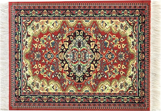 Set of 4 Dollhouse Rugs, Miniature Doll House Accessory, 10x7 Carpets, Rectangle, Kids Toy Furniture Carpeting Decor