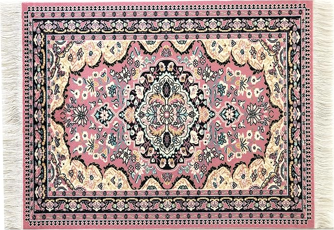 Set of 4 Dollhouse Rugs, Miniature Doll House Accessory, 10x7 Carpets, Rectangle, Kids Toy Furniture Carpeting Decor