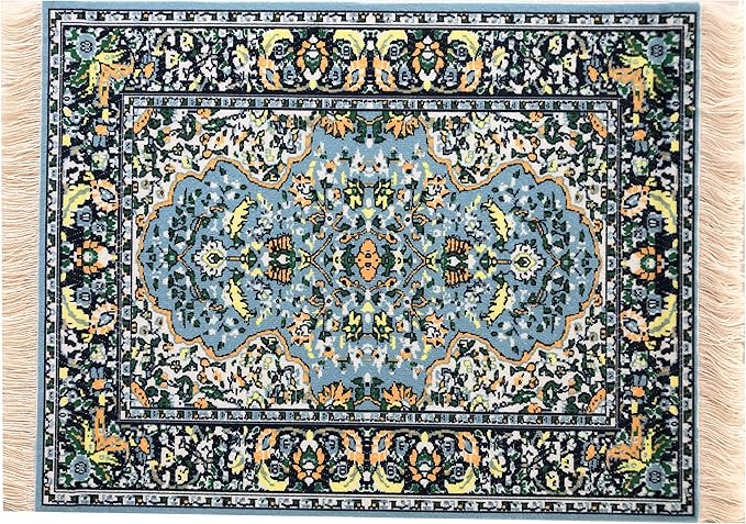 Set of 4 Dollhouse Rugs, Miniature Doll House Accessory, 10x7 Carpets, Rectangle, Kids Toy Furniture Carpeting Decor