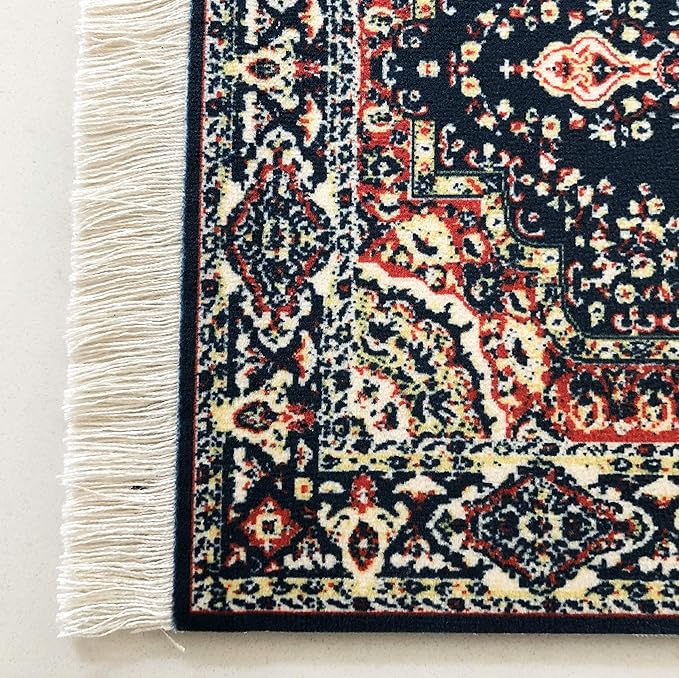 Navy Dollhouse Rug, Miniature Doll House Accessory, Carpet for 3” to 12” Dolls, 10 x 7, Rectangle, Toy Carpeting Decor
