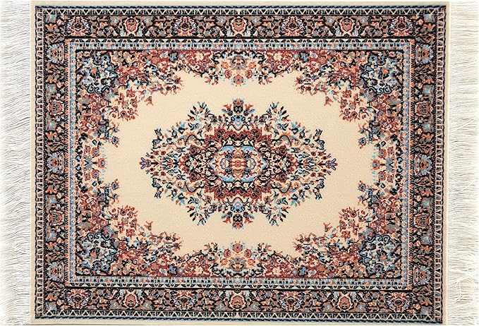 Set of 4 Dollhouse Rugs, Miniature Doll House Accessory, 10x7 Carpets, Rectangle, Kids Toy Furniture Carpeting Decor