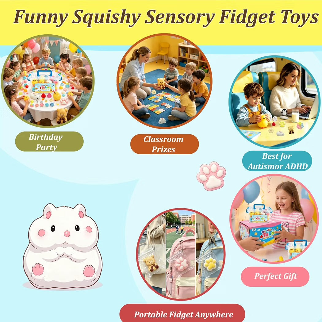 22 Pack Taba Squishy Kit, Fidget Bulk Toys for Kids 4-8 8-12 Party Favors
Cute Squishies For Girls Boy, Treasure Box Packs, Classroom Rewards, Goodie Bag Fillers Pinata Stuffers, Birthday Xmas Gifts